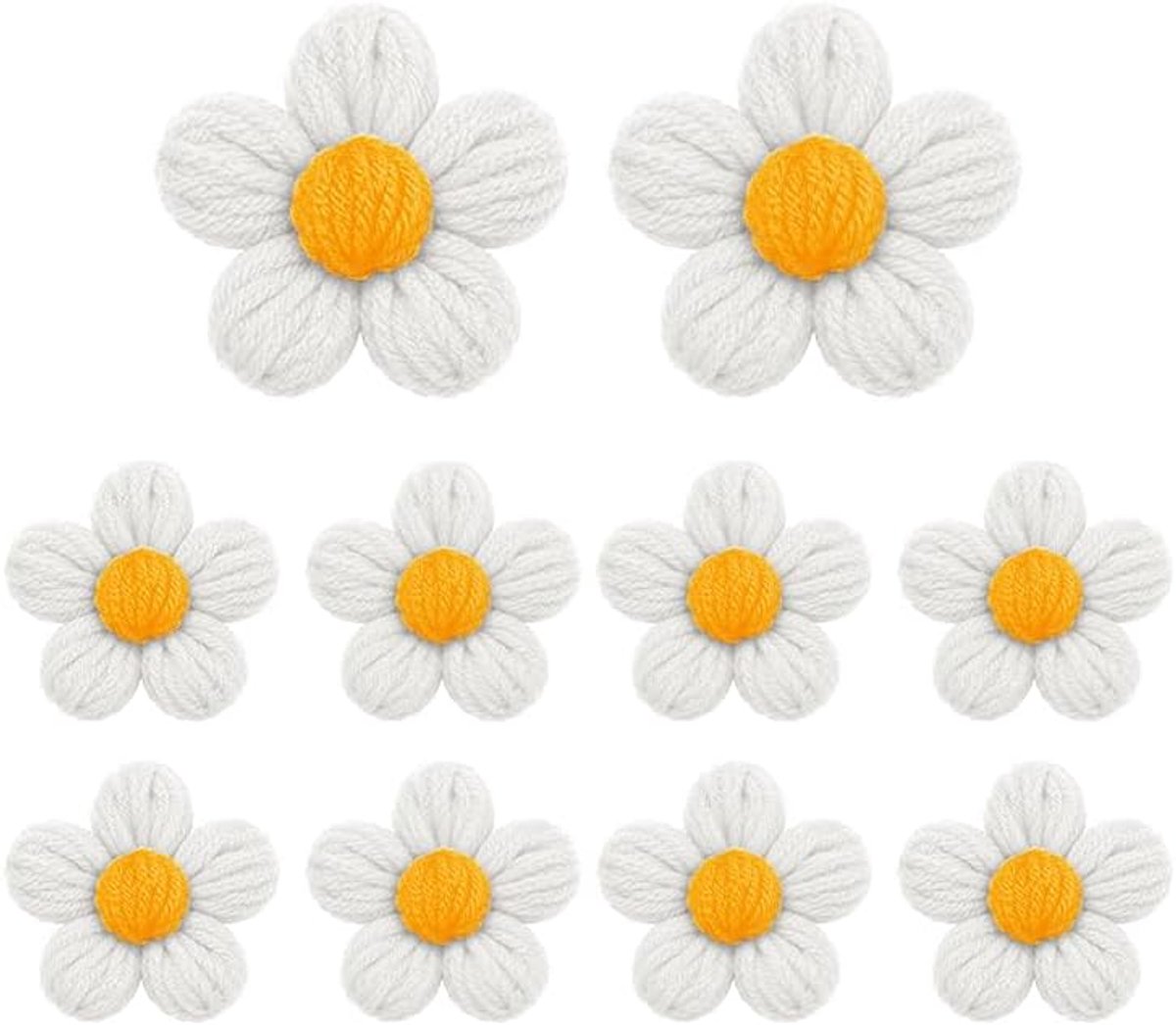 10 stuks witte gehaakte bloemen applicaties versieringen (wit)