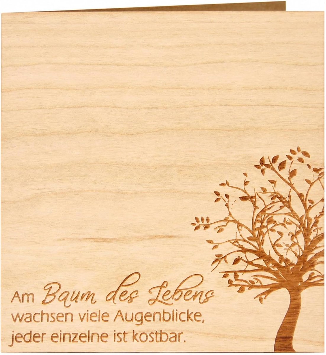 houten wenskaart - motief "boom van het leven" van kersenhout, cadeaukaart, wenskaart, ansichtkaart, spreukkaart, vouwkaart, biljet