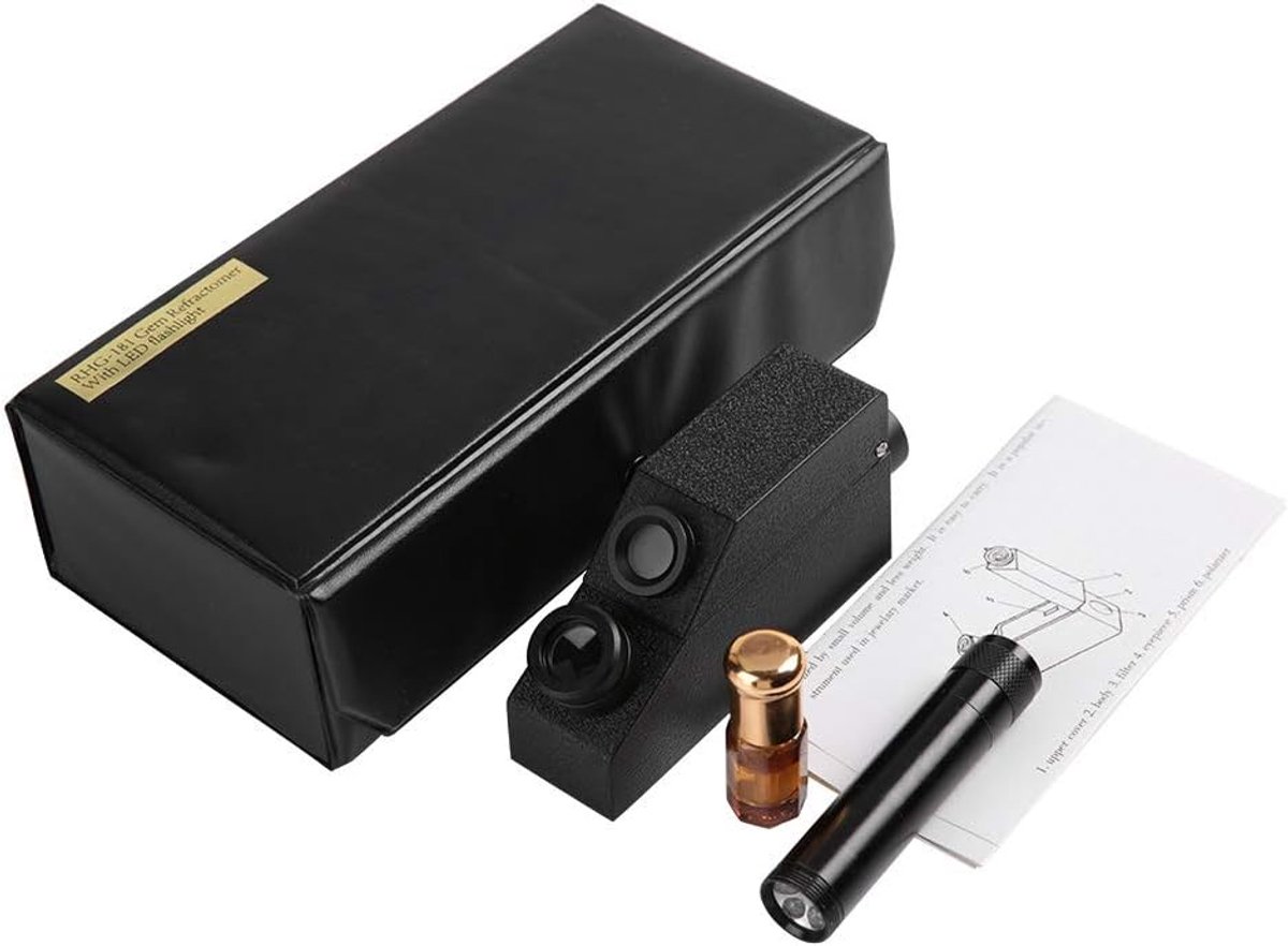Refractometer, Sieraden RHG181 1.30-1.81 Professionele Edelsteen Identificatie Edelsteen Refractometer voor Gemologists Reizen/Draagbare Koffer, Sieraden Refractometer