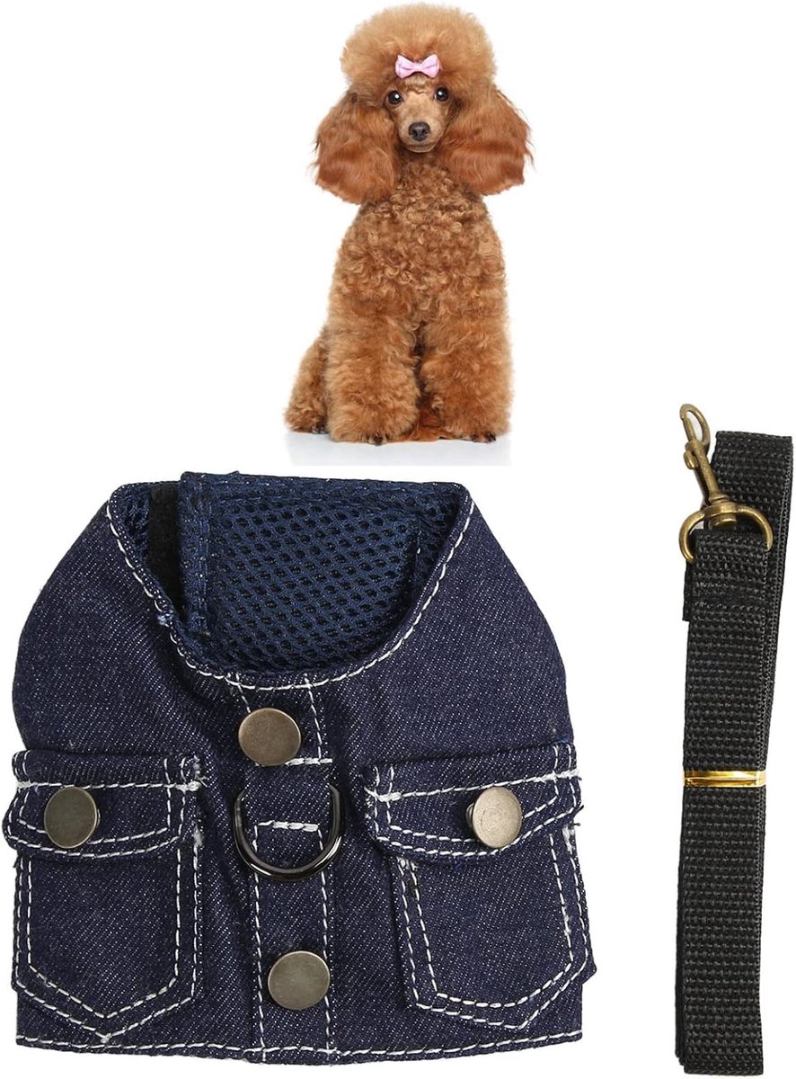 Nauwsluitend Ademend Gaas Hond Jean-harnas Zacht Vestontwerp, Maat S