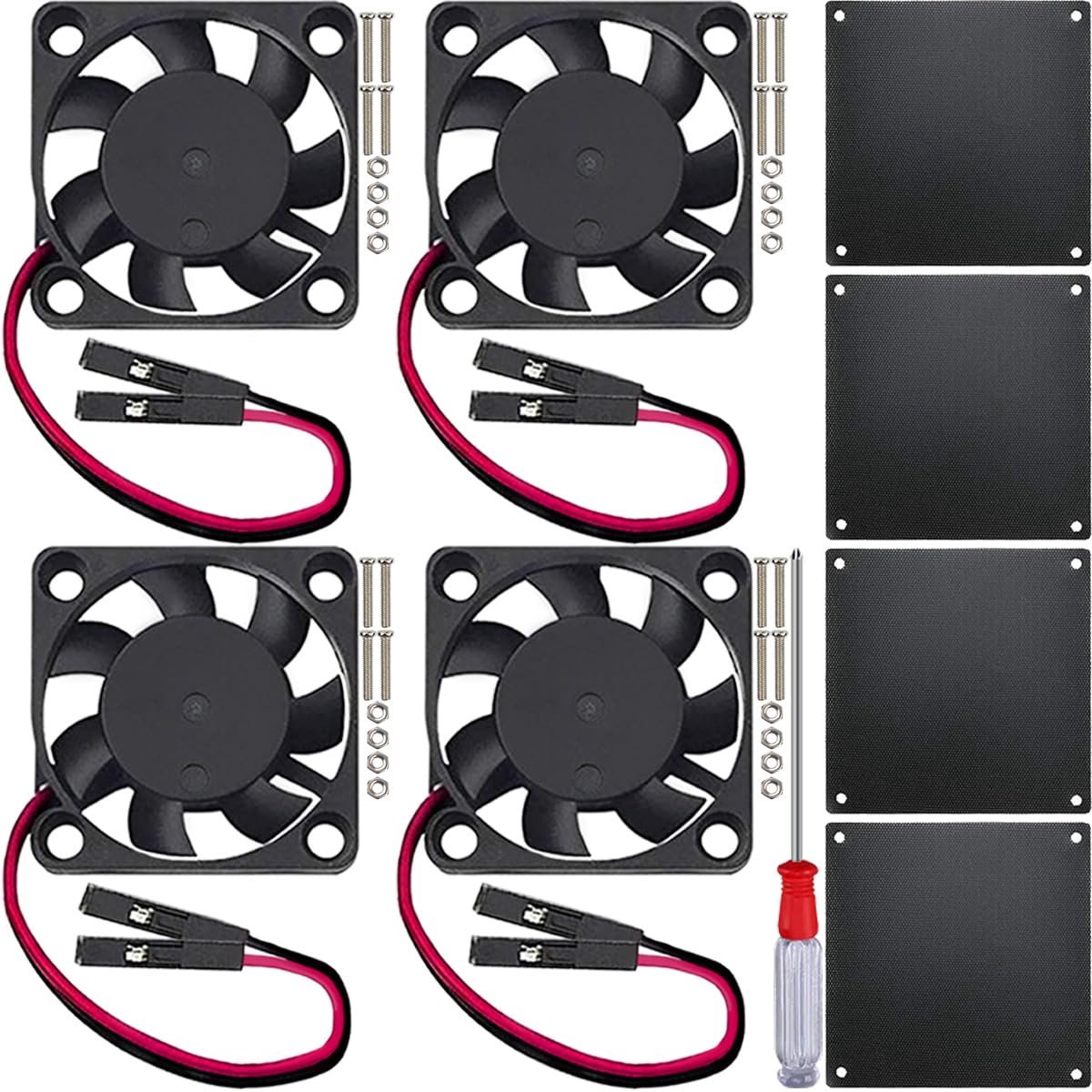 4 stuks 3007 30 mm × 7 mm DC 5 V 3,3 V 8.000 rpm Borstelloze koelventilator met accessoires, voor DIY/Test/PC/CPU/Robot/voor Raspberry Pi 5 4 3