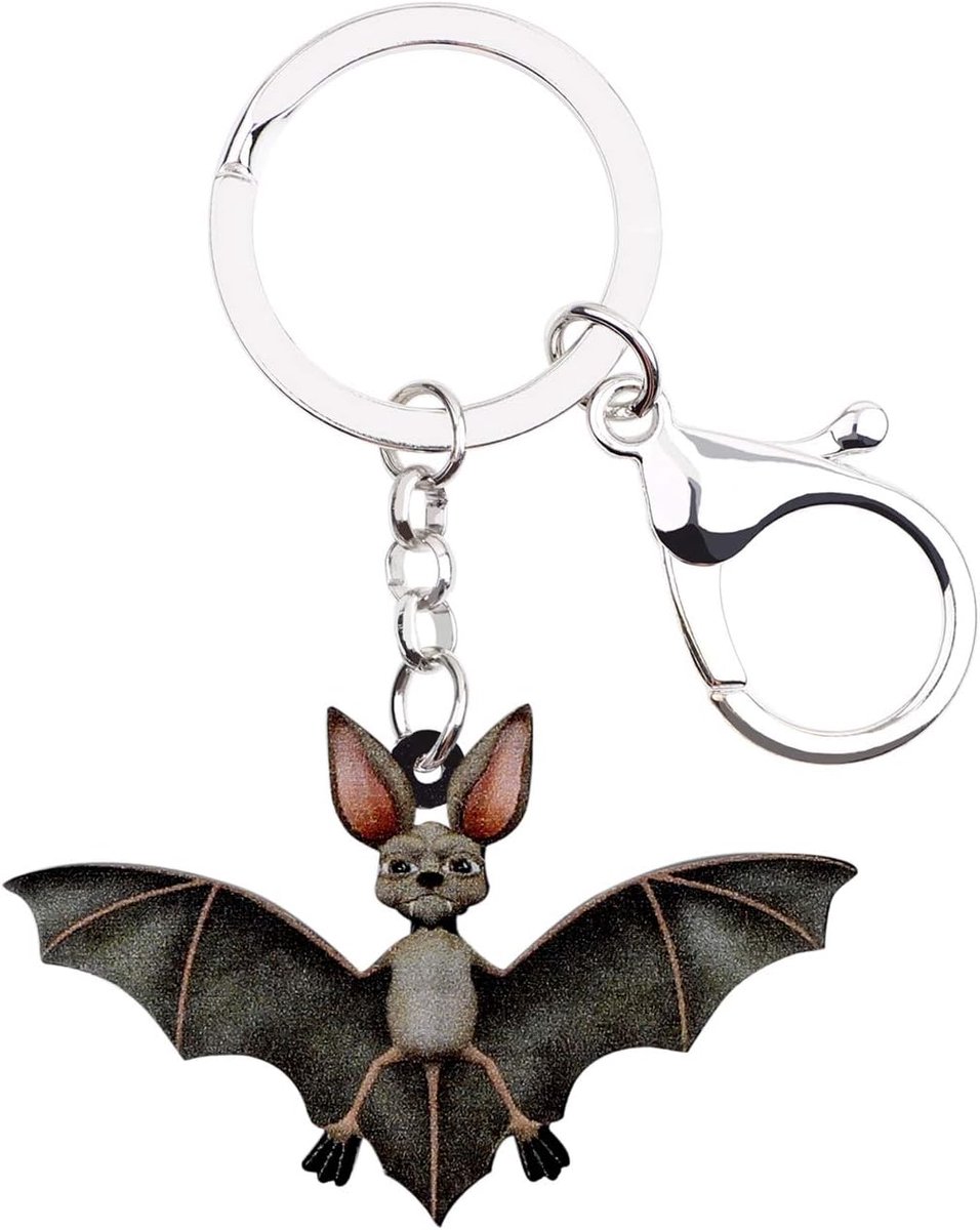 Spooky Vleermuis Sleutelhanger Accessoires Horror Geschenken voor Vrouwen Meisjes Autosleutel Handtas Charms, zwart, M