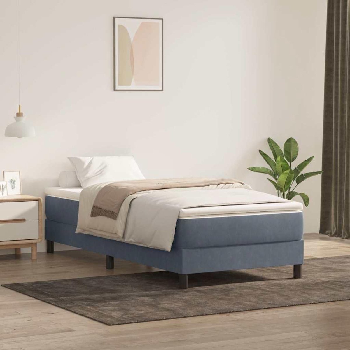 Boxspringbed lattenbodem 90x210 cm donkergrijs