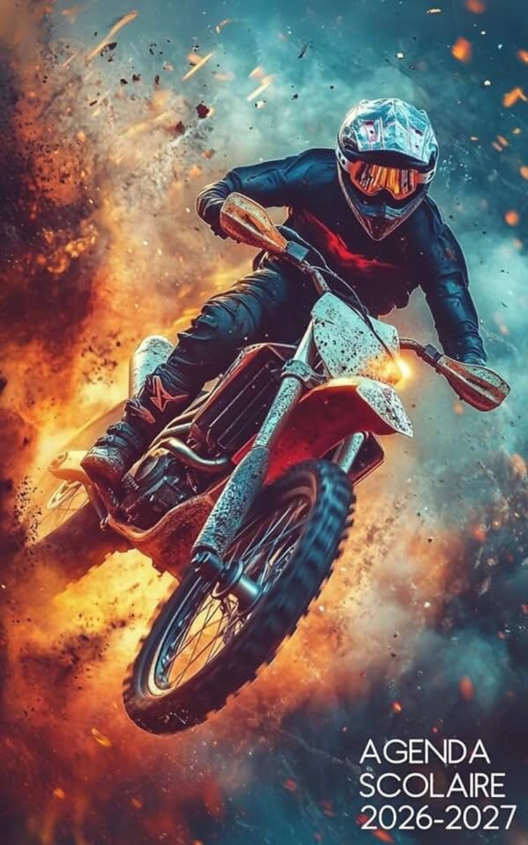 Scolaire 2026 2027 Moto Cross: Organiseur journalier pour noter ses devoirs │ Planner 1 page par jour │ Élèves Élémentaire, Collège, Lycée, Étudiant │Ado Garçon