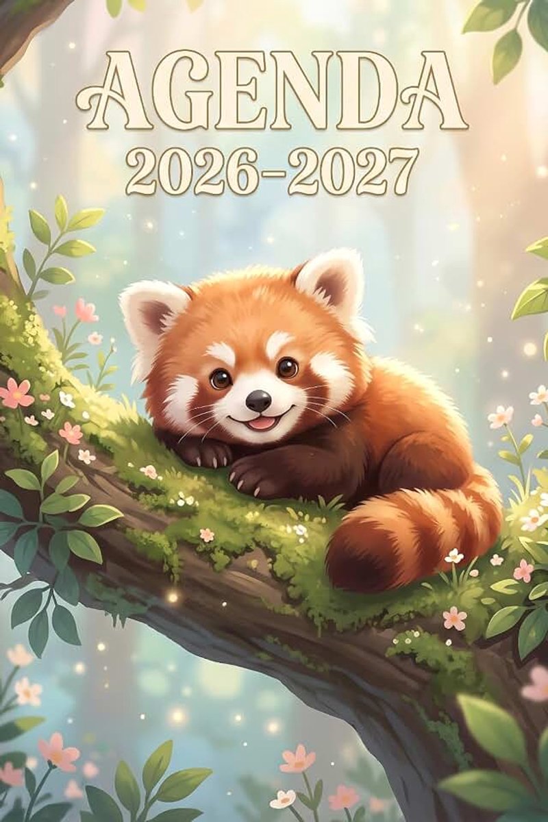 Scolaire 2026-2027: Panda Roux & Kawaii Animal | Journalier Pratique Beaucoup d'espace pour noter de Septembre à Juillet pour Fille Garcon ... Primaire, Collège, Lycé, CP, CE1, CM1 et