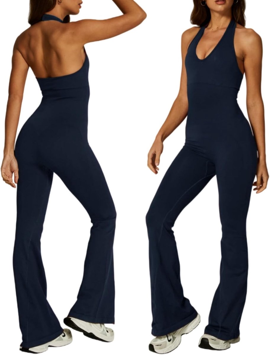 Trainingspak voor dames, sportief, jumpsuit, elegant, strakke scrunch butt, bodysuit zonder slim mouwen, voor sport, zonder rug, set yoga, stretch, gym, casual, workout, gym