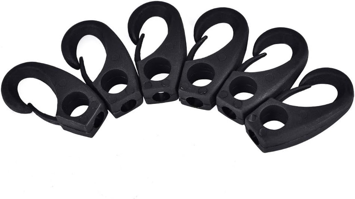 Shock Bungee Rope Cord Hooks 6 Pcs Nylon Sjorring Shock Hook voor Boot Kano Kajak Varen Accessoires Zwart