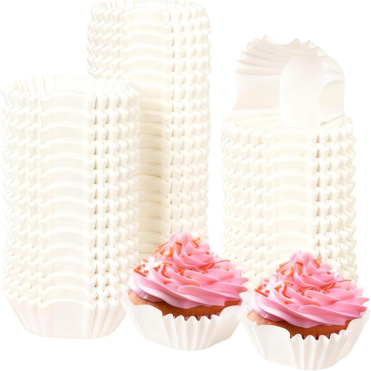 100 Stks 4.5cm/1.77 Inch Witte Vierkante Cupcake Liners Wegwerp Papier Bakken Cups Mini Cakes Bakpan Liners Feestbenodigdheden voor Bruiloft Verjaardag