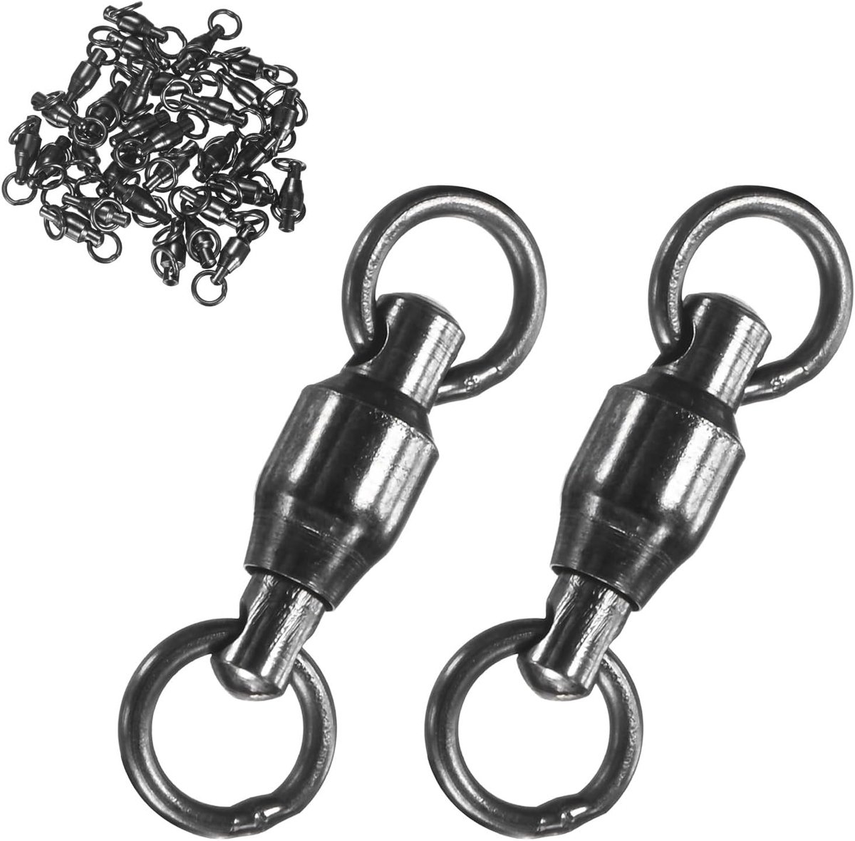 Wartels, 0 # 0,59 inch (15 mm) roestvrijstalen lokken leaderlijnconnector voor vissen/zoutwater/zoetwater, gelaste ring met hoge sterkte [zwart]