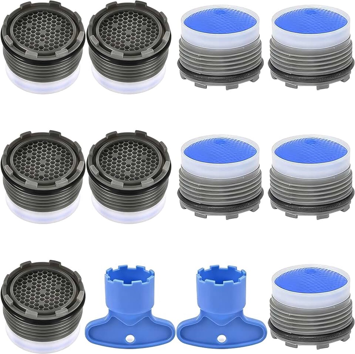 Perlators voor Kranen, Straalregelaars & Kraanfilters, Set van 10 Stuks met Montagesleutels, Spatbescherming & Filterfunctie voor Keuken en Badkamer