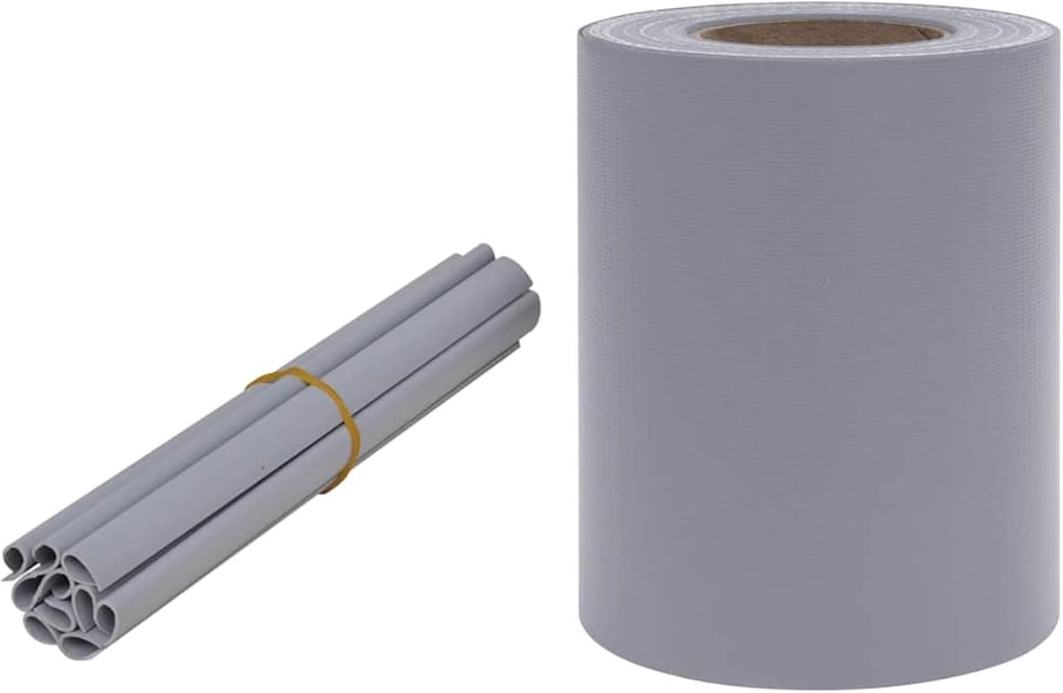 Tuinzichtwerende pvc-mat voor metalen hek, mat lichtgrijs, 35 x 0,19 m - winddicht, uv-bestendig, incl. 20 clips, als ondoorzichtige windscherm en schaduw voor terras, balkon en tuin