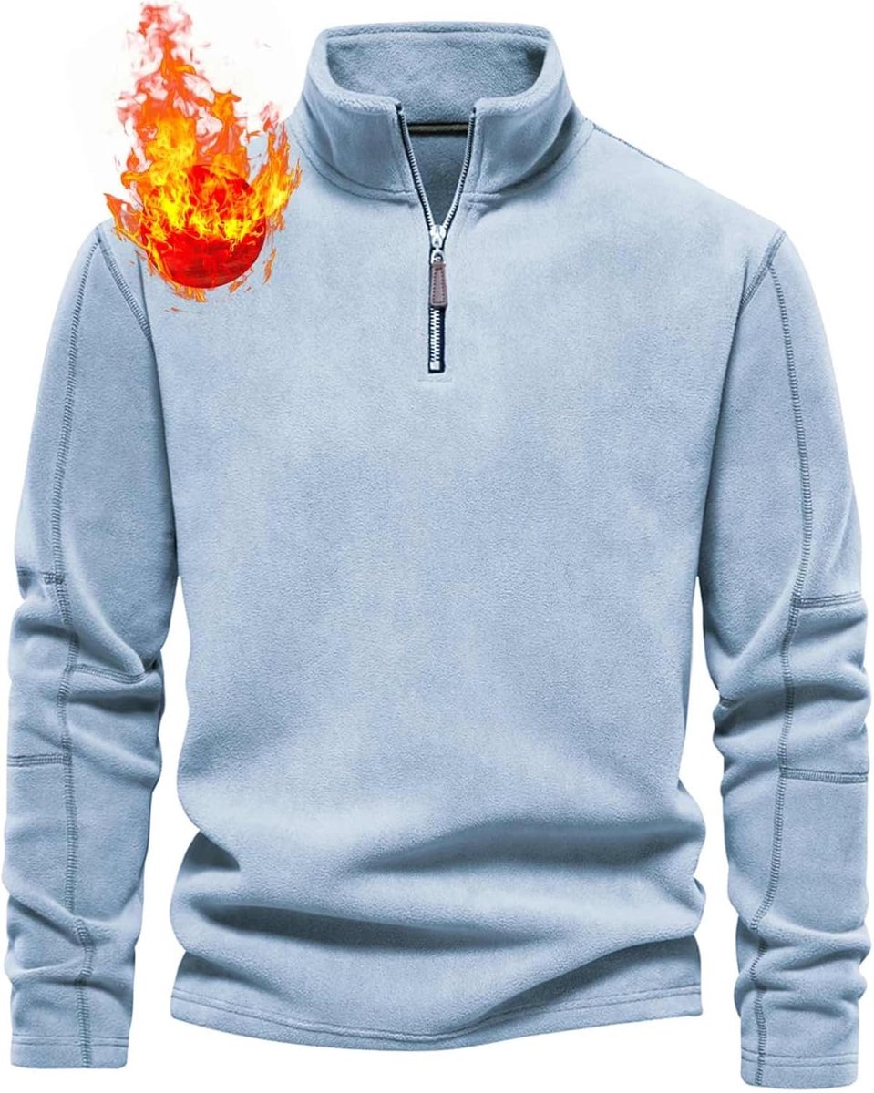 Fleece trui voor heren met halve ritssluiting thermo sweatshirt met lange mouwen en opstaande kraag warme kleding wintertrui jas sweatshirt met ritssluiting sportsweatshirt