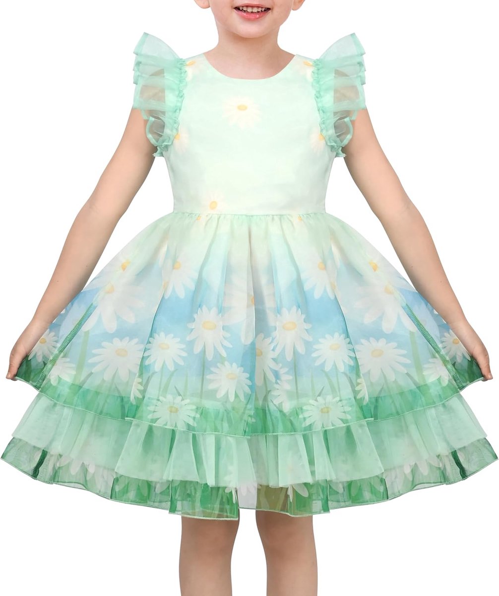 Jurk Puur Tule Overlay Madeliefje Roes Moe Ballet Luxe Bal Fee 4-8 jaar
