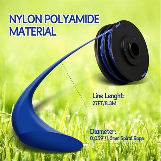 Trimmer Spoel Lijn, for Ryobi, RAC123 5132002671, 1,6 mm x 8,3 m Strimmer Spoel Lijnen, for Ryobi, RLT4027, RLT4125, RLT5027, RLT6030, RLT5127, RLT6130-5132002670 (5 Spoelen + 1 Afdek — afbeelding 2