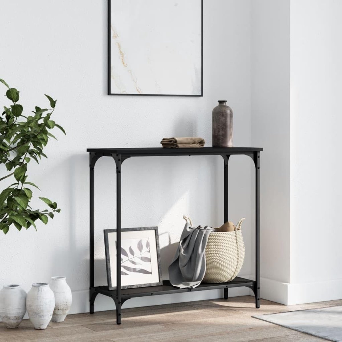 Accenttafels, Eindtafels, Consoletafel Zwart 75x30,5x75 cm Engineered Wood