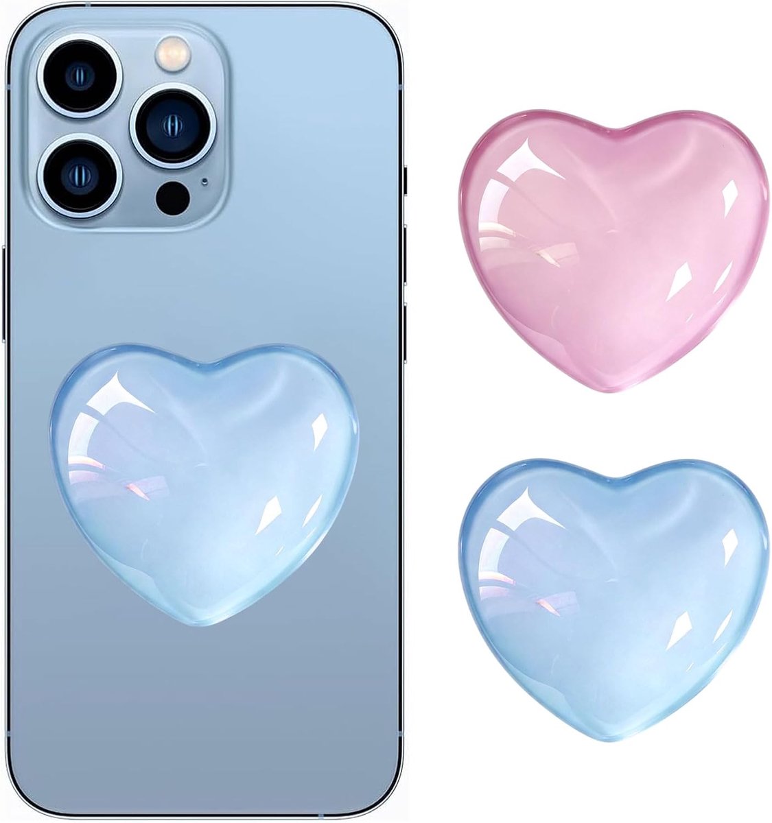 Telefoonhouder met kristallen bol, uittrekbare handgreep, 2 stuks, telefoongrip, opvouwbare sticker voor smartphone en tablet, telefoonvingerhouder, universele telefoonhouder