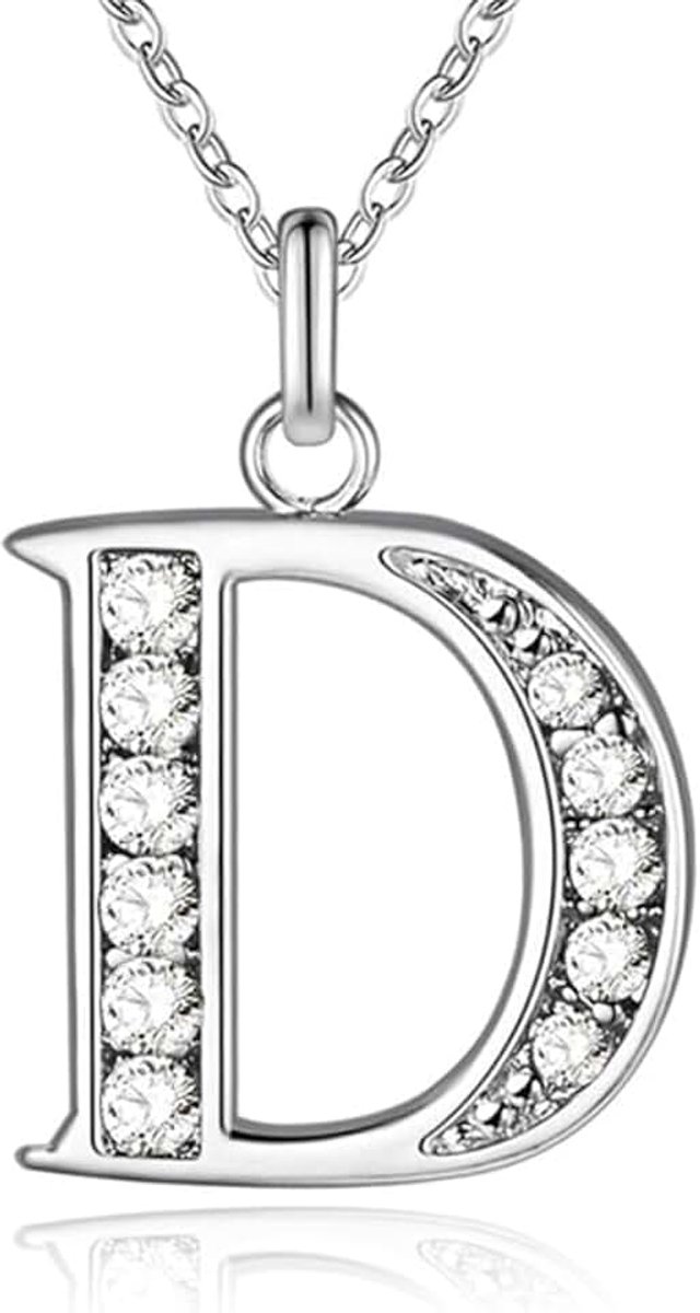 Letter D Dames Ketting met Zirkonia