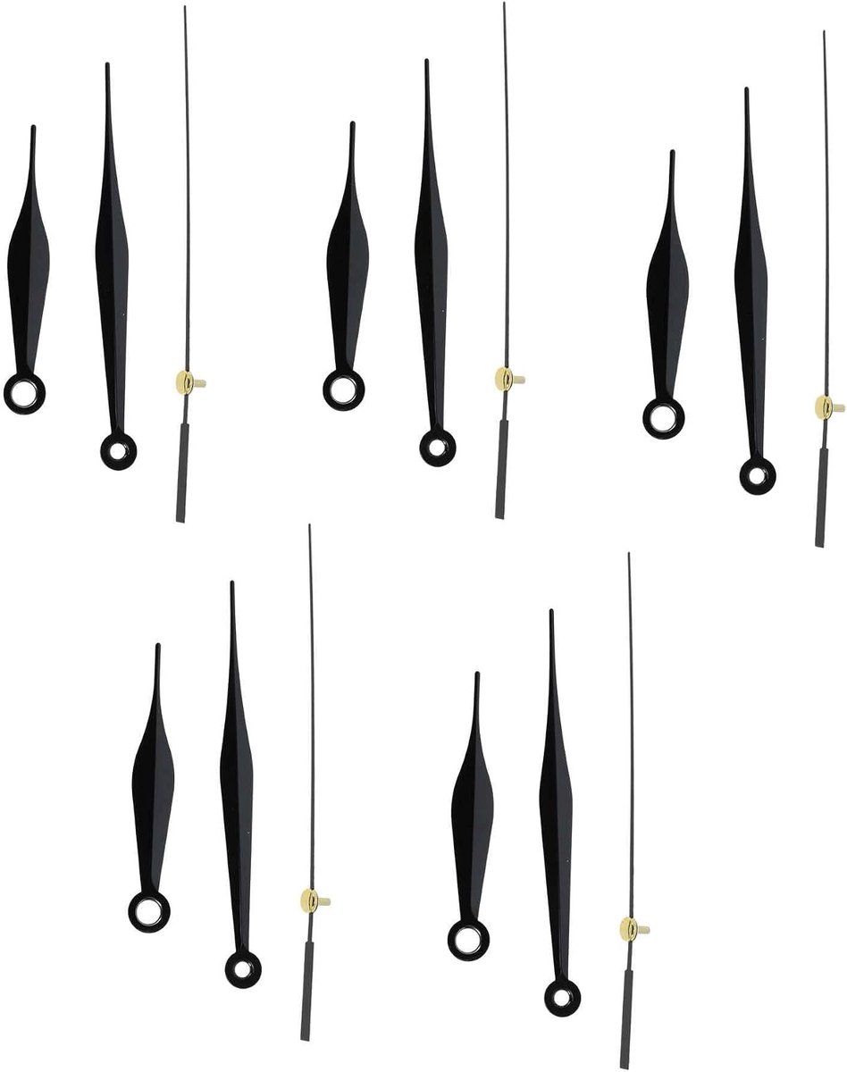 5 sets horloge-hands, movement vervanging deel, aluminium klok handen voor doe-het-zelf horlogereparatie, 63 mm 92 mm 90 mm, zwart