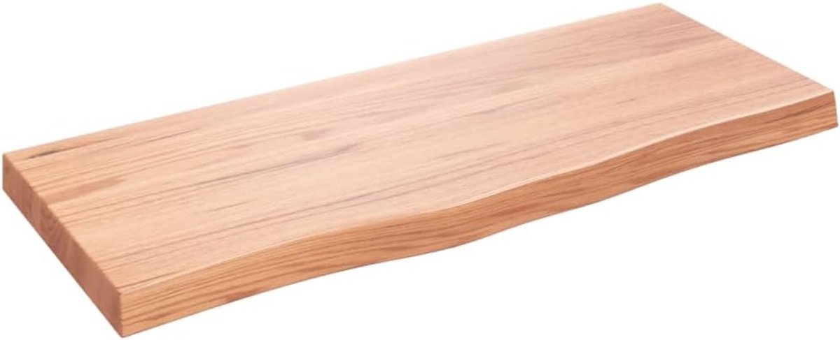 Rechthoekig tafelblad, van eikenhout, lichtbruin, 100 x 40 x 6 cm, tafelblad voor keuken, eettafel, bartafel, tafelblad van hout, rechthoekig tafelblad