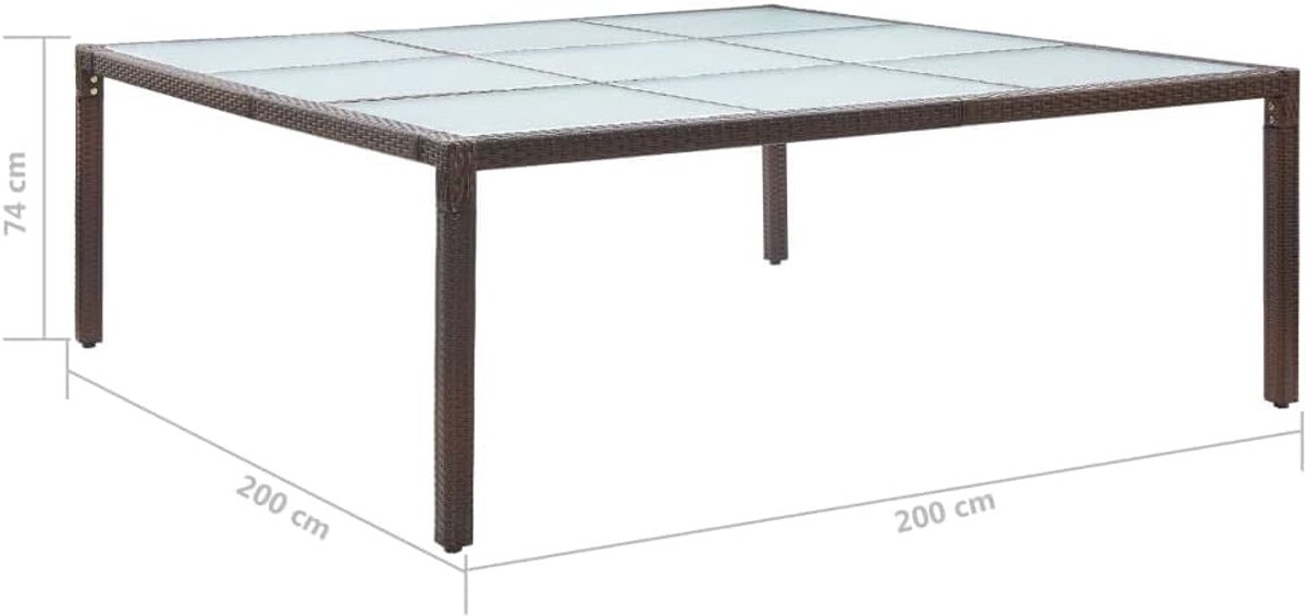 Outdoor Eettafel Salontafel Tuin Bistro Patio Tafel Eetmeubilair Tuin Outdoor Bruin 200x200x74 cm Poly Rotan