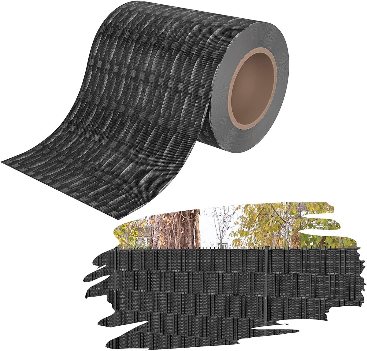 Strips 70m x 19cm PVC hekfolie incl. clips, 100% ondoorzichtig UV-bestendig weerbestendig, inkijkbescherming voor dubbelstaafmatten tuinhek balkon terras, rotan