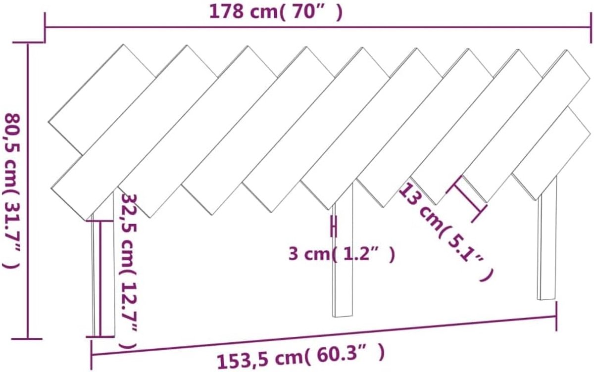 Grijs, 178 x 3 x 80,5 cm, massief grenen, hoofdeinde voor slaapkamer, hotel, hoofdeinde, werkkamer, voor slaapkamer, tweede slaapkamer, hotel