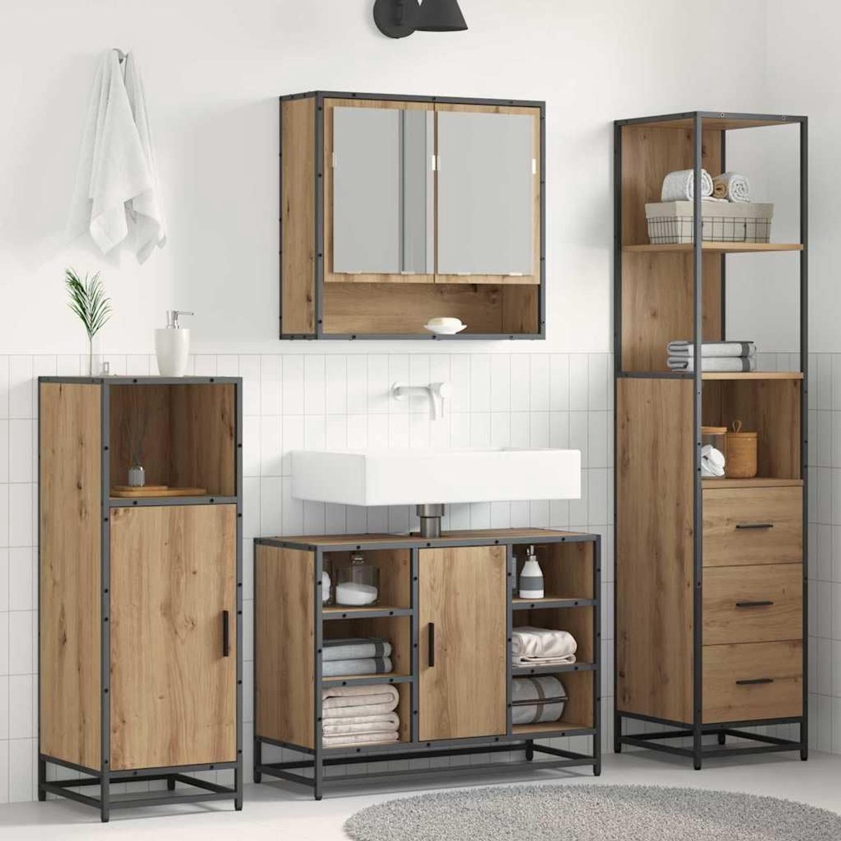 Badkamermeubelset Artisan eiken 35 x 37,5 x 166 cm houtmateriaal