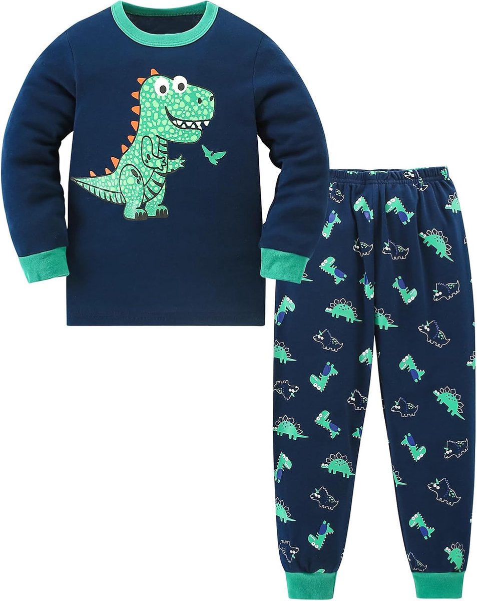 pyjama Dinosaurus Graafmachine Lange mouw Katoen Winter Kerst Nachtkleding 3-9 jaar