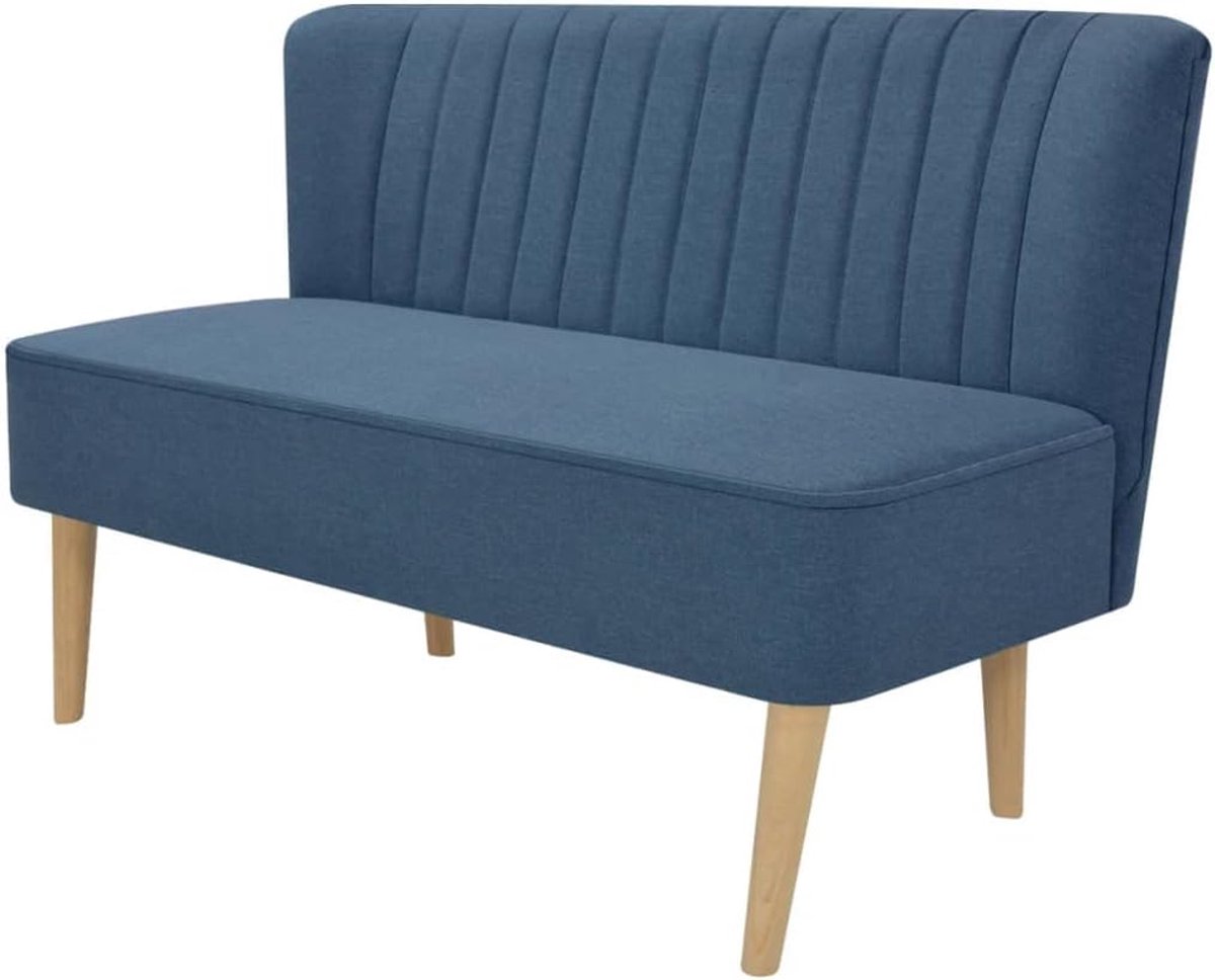 Bank met 2 zits van stof voor de woonkamer, 117 x 55,5 x 77 cm, bank van stof, moderne bank, 2-zits, bank voor woonkamer, blauw