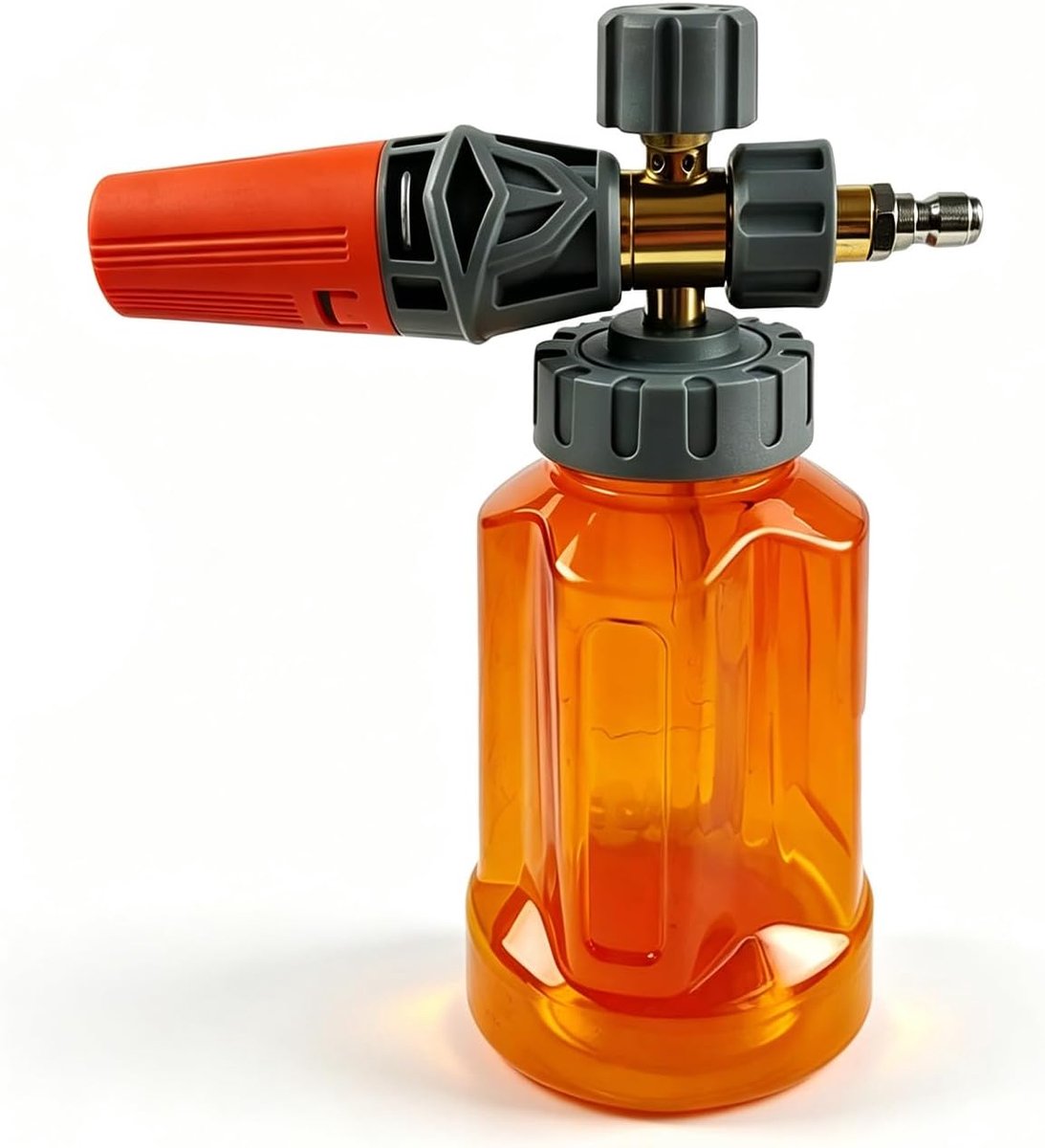 Dailygoods- Schuimkanon met 1L fles - Hogedrukreiniger - Verstelbare sneeuwschuimlans - Koper/Roestvrij staal - Professionele reiniging - Oranje - Foa