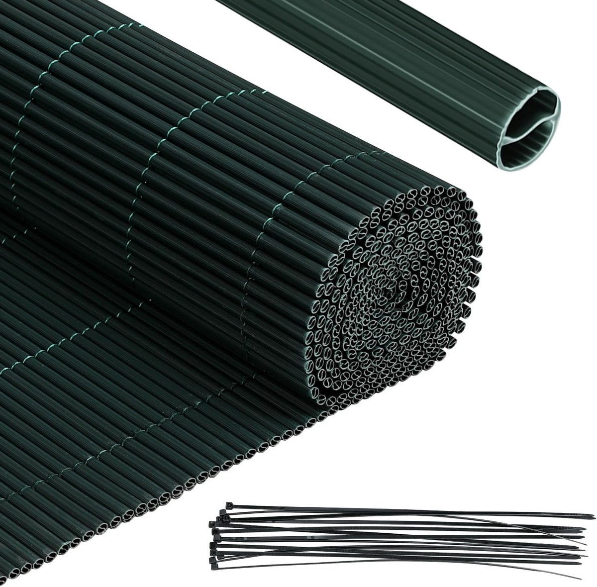 Inkijkbeschermingsmat balkon 100x300 cm groen - ronde buis met versterkingsstrepen, balkon, inkijkbescherming zonder boren, windscherm en inkijkbescherming voor tuinhek, terras en