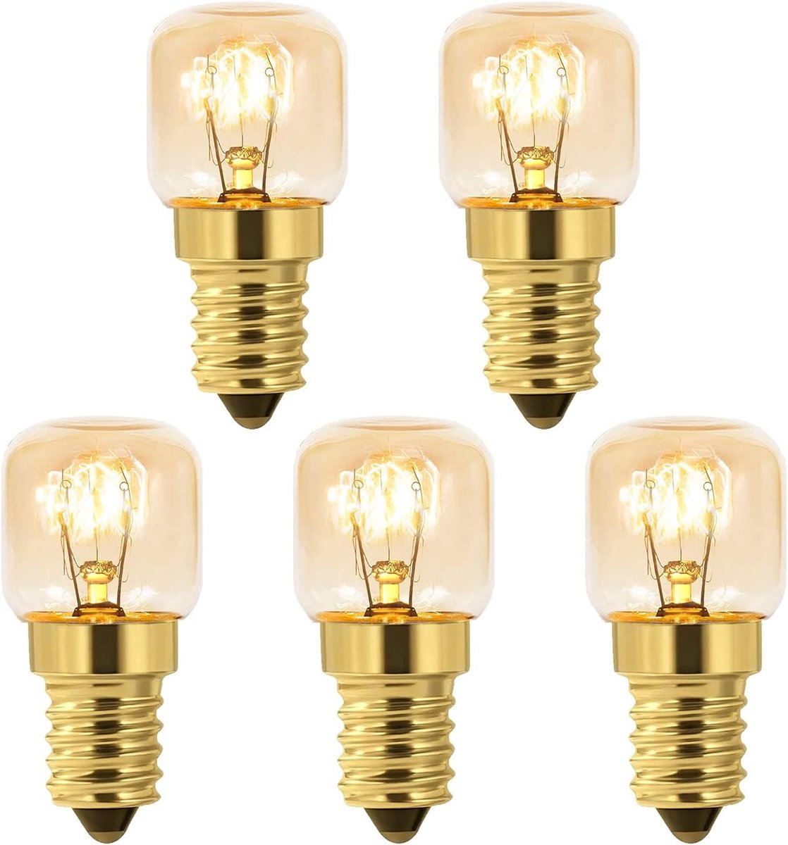Ovenlamp Dimbaar, T22 Zoutlamp, SES E14 Oven Lamp, 2700K Warmwit, 160 Lumen, Hittebestendig tot 300 Graden, voor Oven, Grilloven, Zoutlamp, Magnetron, Koelkast, 5 Stuks