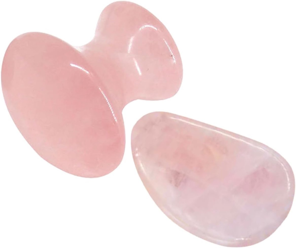 2 Stuks Poederkristal Jade Schraper Gezicht Stimulator Massage Hulpmiddelen Draagbare Bodyschrapers Beauty Guasha-borden Jade Stenen Guashaborden Gua Sha Bord Massage Planken Roze