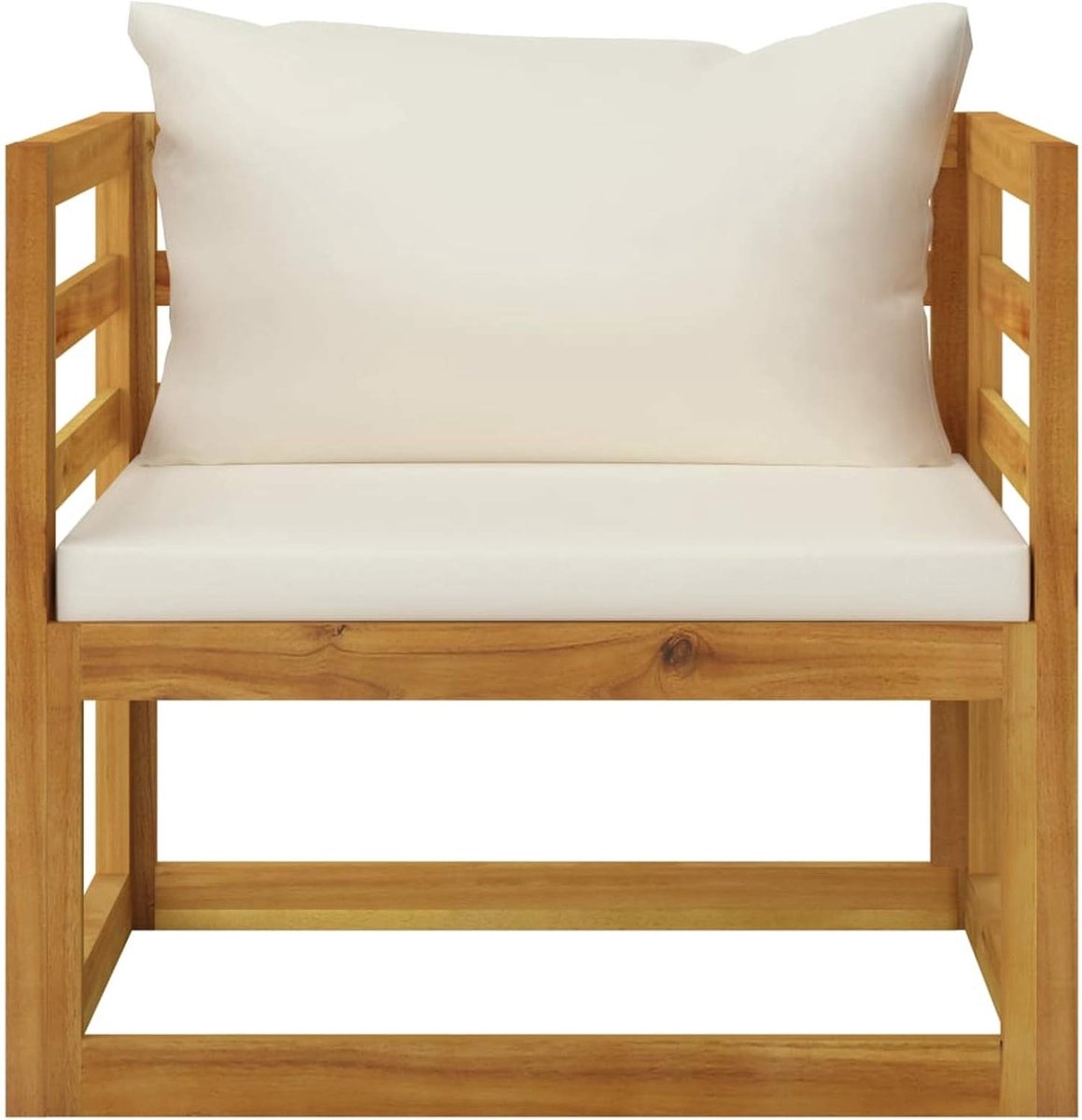 Tuinstoelen met kussen met frame van acaciahout, eetkamerstoelen met armleuningen en rugleuning, tuinstoel voor balkon, 72 x 72 x 60 cm