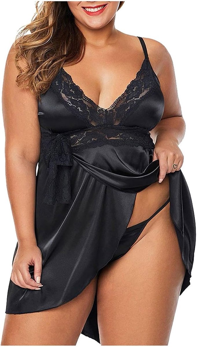 Lingerieset kant satijn babydoll transparant grote maat dames babydoll bloemen push-up glamour chic huwelijksreis nacht A25