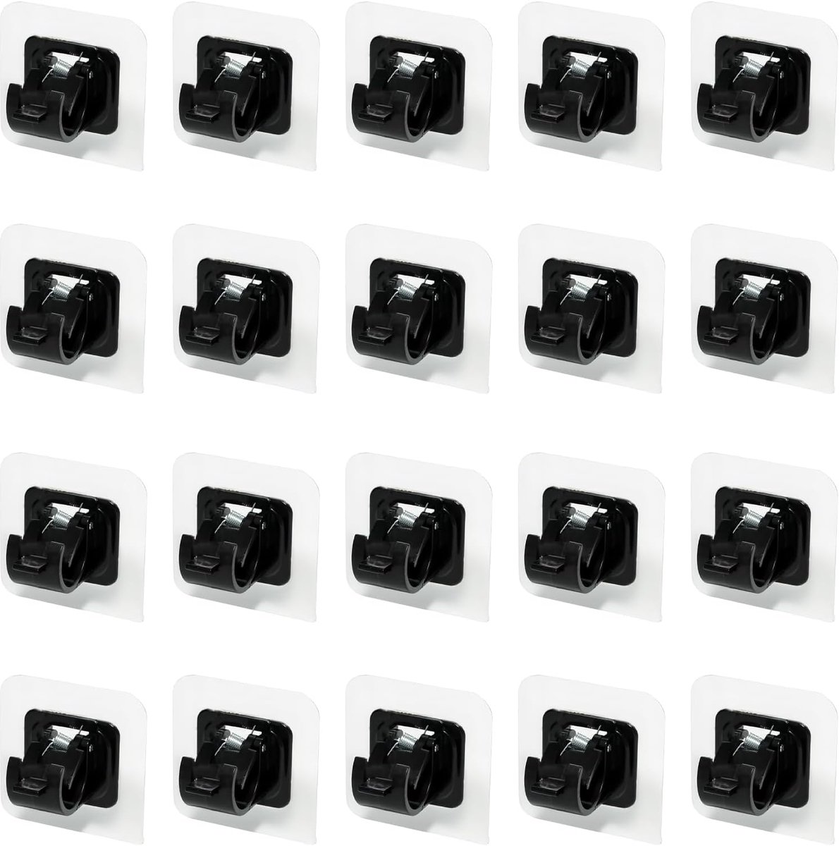 Dailygoods- Gordijnroede - 20 Stuks - Zwarte Gordijnroedehouder - Zelfklevende Bevestiging - Stabiele Klem - Geschikt voor Stangen tot 2,2 cm - Gordij