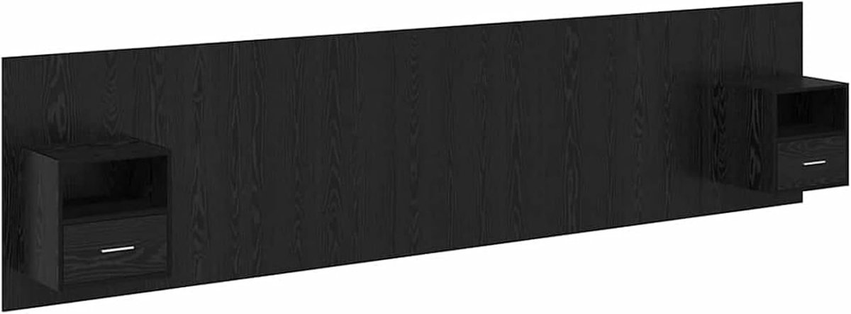 Hoofdeinde met kast, 3 stuks, zwart, eiken-look, hout, bedhoofdeinde voor slaapkamer, hotel, volwassenen, kinderen, jongeren, tweepersoonsbed 3416279