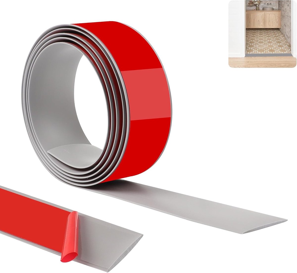 200cm-5cm multifunctionele PVC vloerovergangsstrips, zelfklevende vloerstrips voor deuropeningen, geschikt voor vloeiende overgangen en gezamenlijke dekking tussen laminaatvloeren en tapijt en