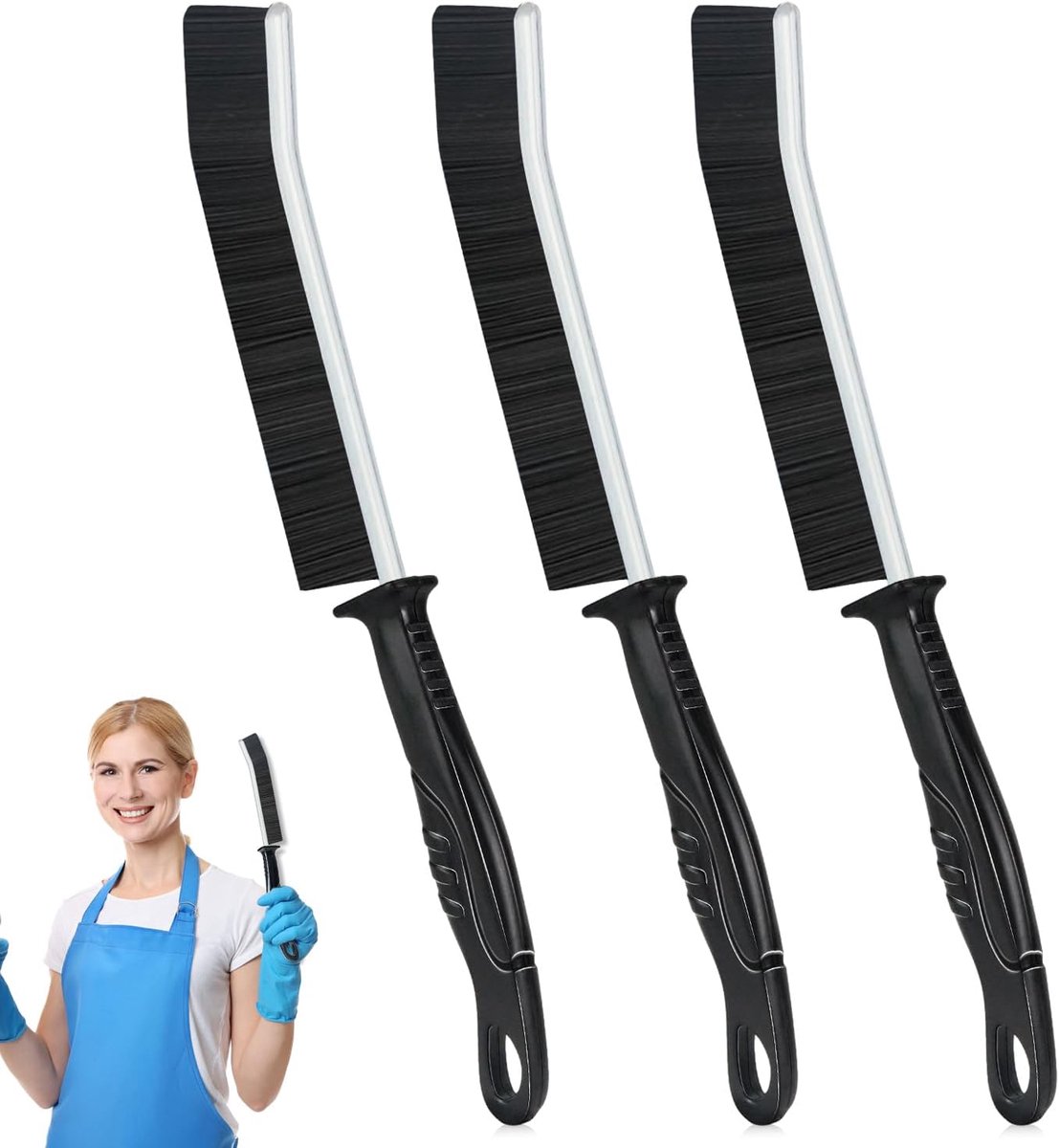 3-delige set, harde borstelharen, hoekreinigingsborstel, voor badkamer, tegels, keuken, 3 stuks