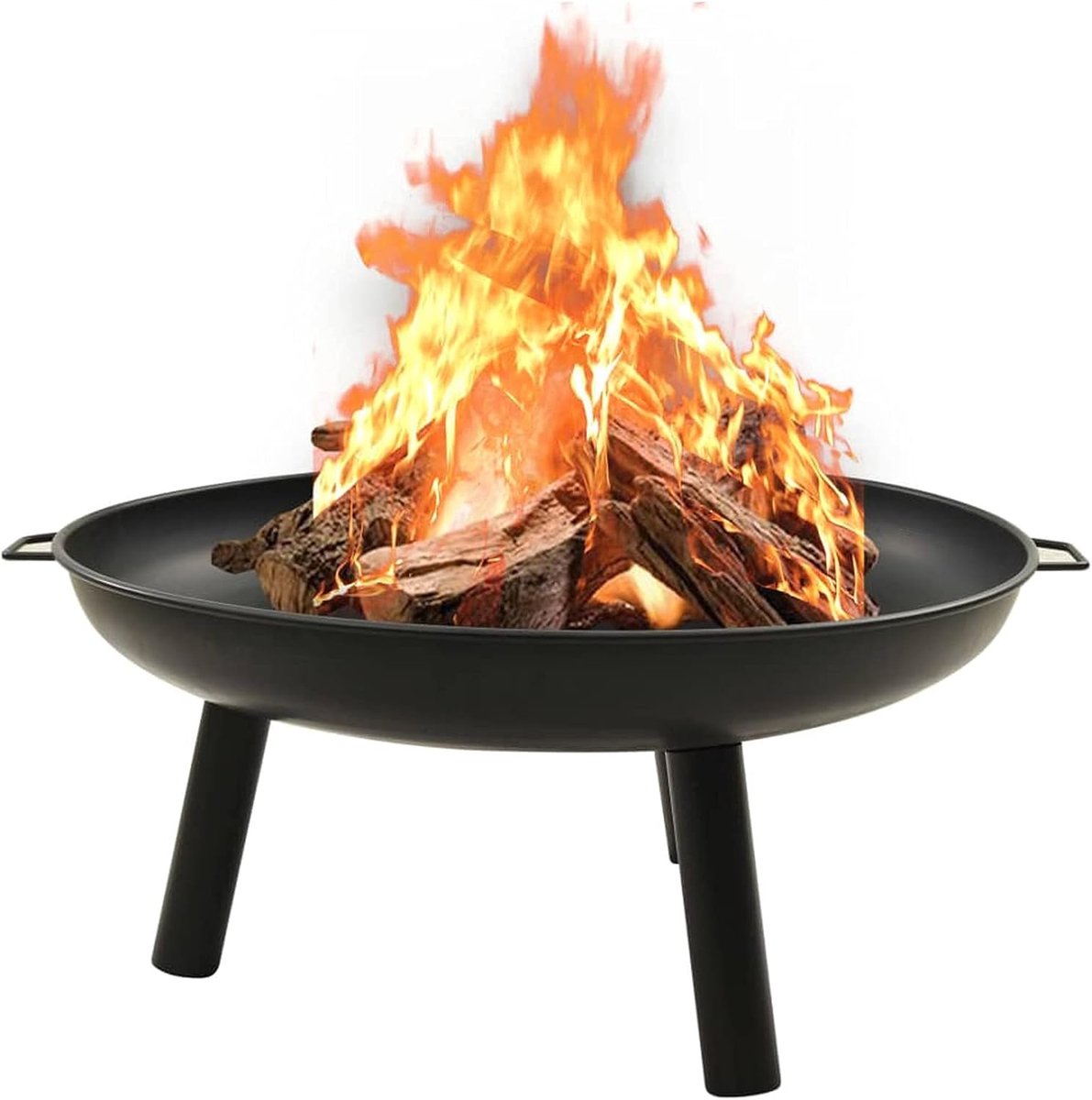 Vuurschaal voor buiten, open haard terras, Fire Pit tuin, terrasschaal met handgrepen, Fire Bowl balkon voor camping erf vuurschaal 91 x 81,5 x 40 cm staal