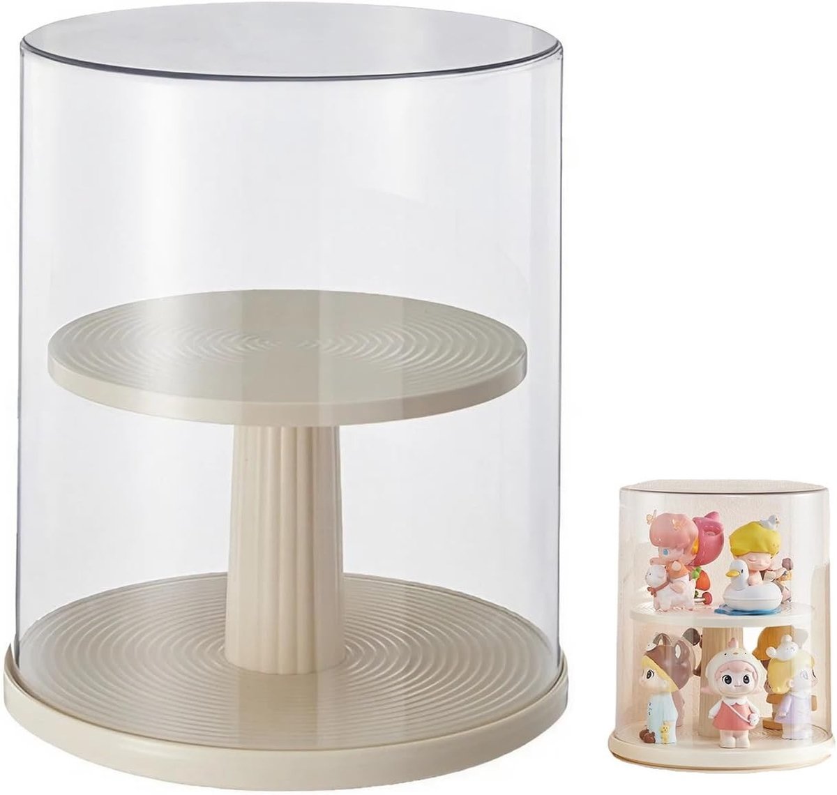 Transparante Acryl Vitrine met 2 Planken, Stofdicht voor Actiefiguren, Miniaturen en Speelgoed (23 x 19 cm)