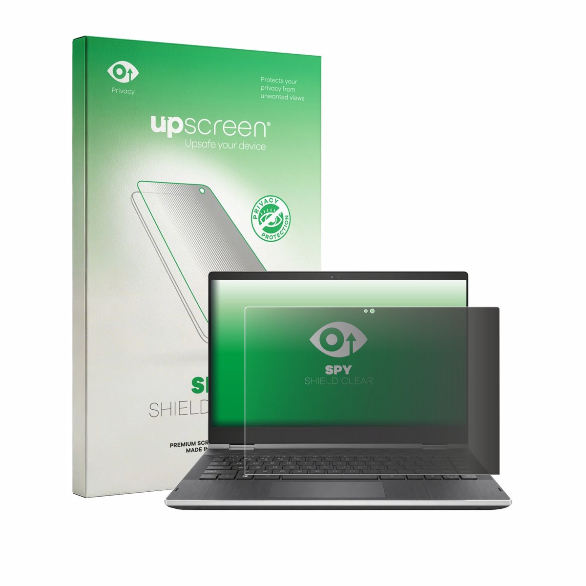 upscreen - privacy screenprotector voor HP Pavilion x360 14-cd0020nf - Folie Beschermfolie Blauwlichtfilter
