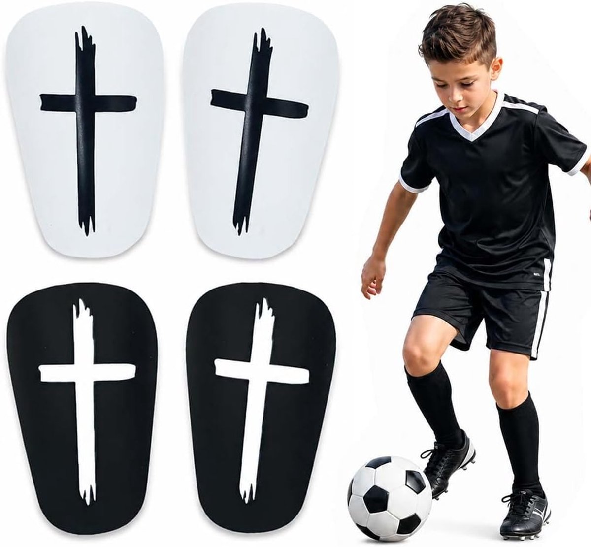 Scheenbeschermers, mini-formaat 8 x 5 cm, met kruisbescherming, verstelbaar en comfortabel, ideaal voor kinderen, volwassenen, training en wedstrijden