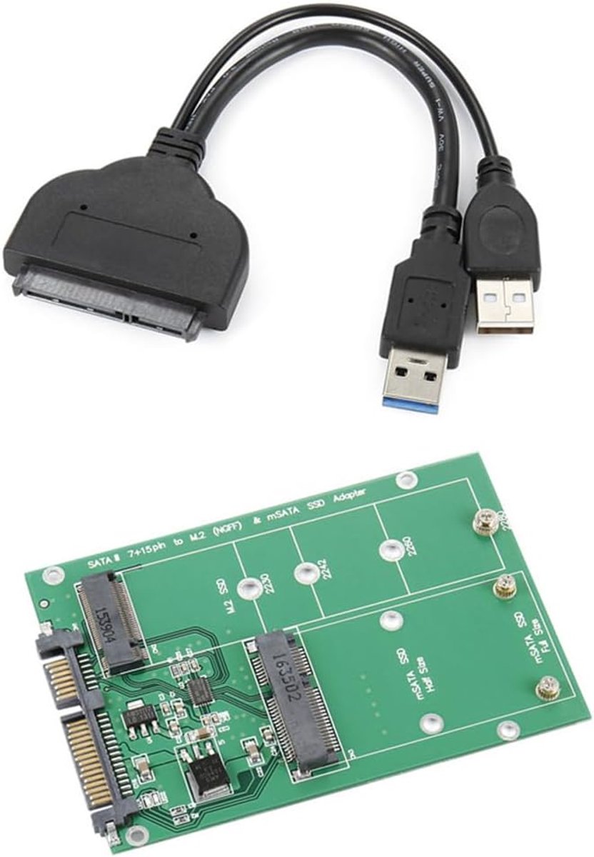 Xiwai USB 3.0 naar SATA 22pin 2.5" harde schijf converter naar 2 in 1 Combo Mini PCI-E 2 Lane mSATA M.2 NGFF SSD Adapter