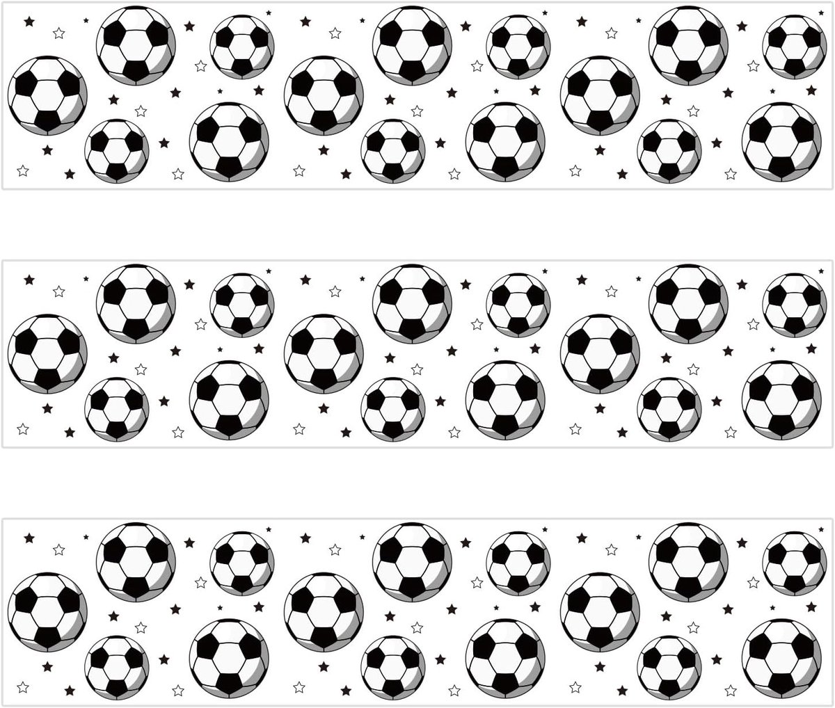 Eetbare Taartranden met Voetbalthema, 28x6,2cm Kleefrijstpapier Voorgesneden Taartdecoratiestrips met Sterrenprint voor Verjaardagsfeest Voetbalthema
