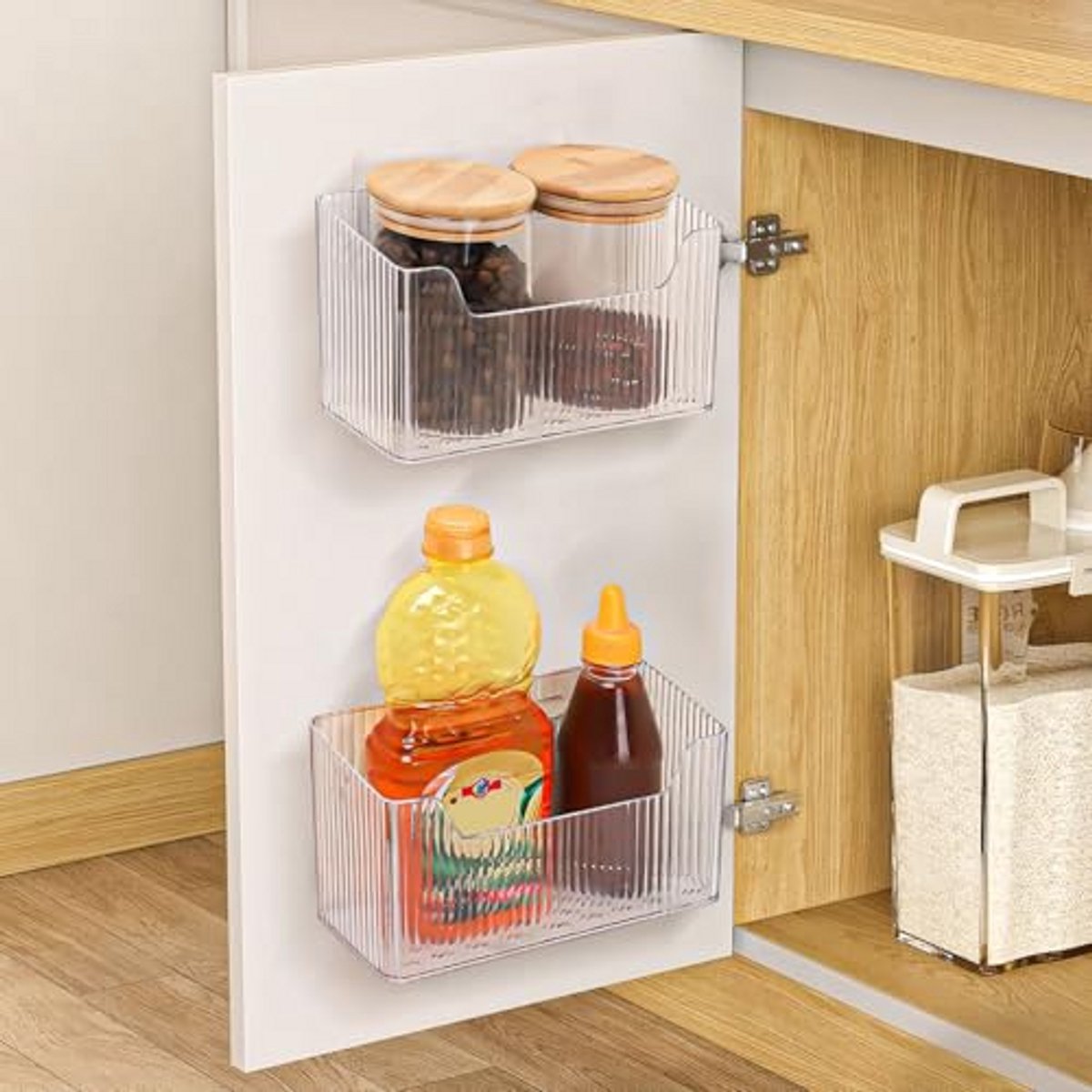 Zelfklevende Kastdeur Organizer - Opbergdoos voor Keuken, Badkamer en Koelkast - Ruimtebesparende Opberger voor Kleine Spullen