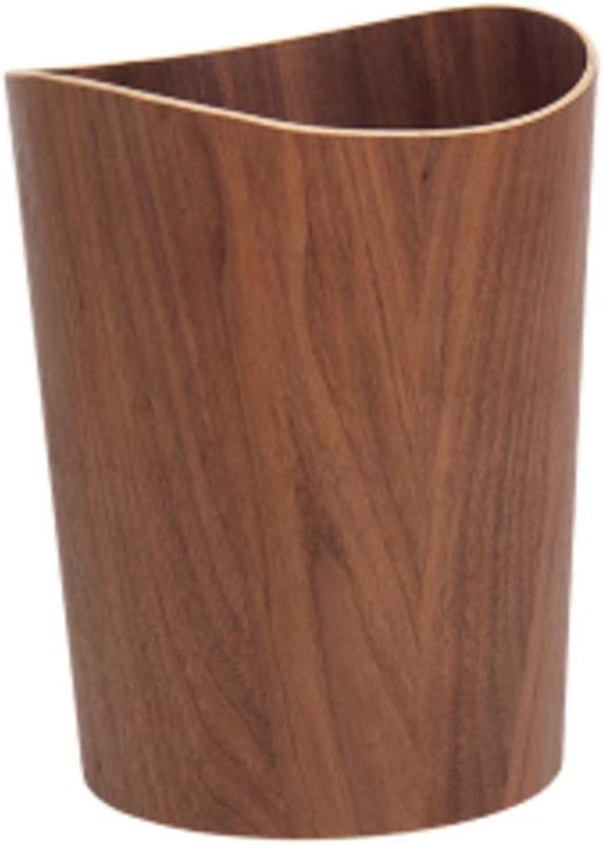 Prullenbak Vuilnisbak Nordic Style, Houten, 3.2L / 2.1gallon, licht bruin, bruin, donker bruin, vuilnisbak met Deksel voor Vuilnisbak (Color : J, Grootte : 8L)