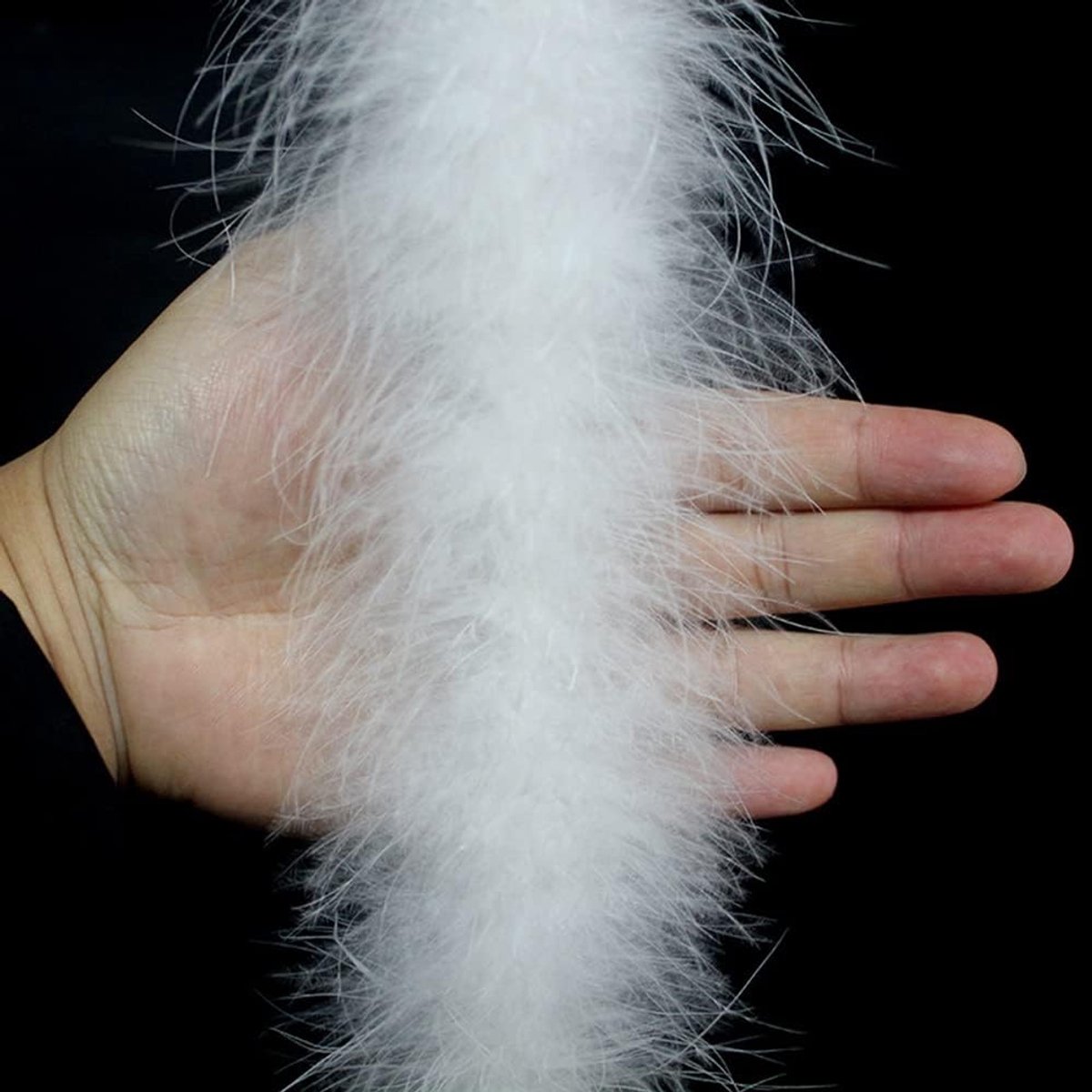 2 m Turkije, dikke pluisstrepen, struisvogelveren, boorden, franjes met satijnen lint, pluche veerranden voor het doe-het-zelf naaien van jurken, knutselen, kostuums, thuis, bruiloft, feest, kerstboomdecoratie, wit C