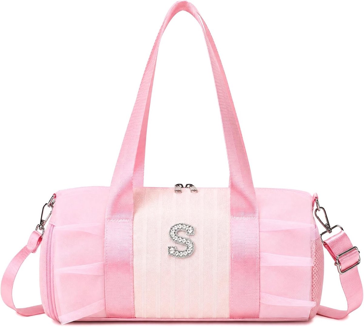 Danstas voor meisjes, sporttas voor kinderen, duffeltas, zwembadtas, met vak voor natte tas, voor strand, reizen, roze, Rosa, reistas