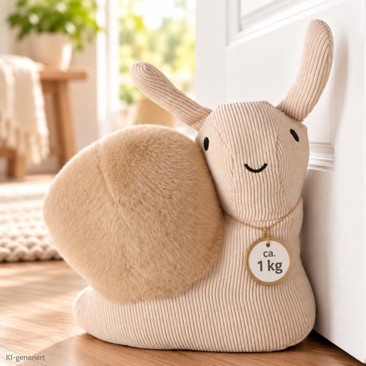 Slak 1 kg deurstopper dier stof deurhouder vloer beige 22 cm